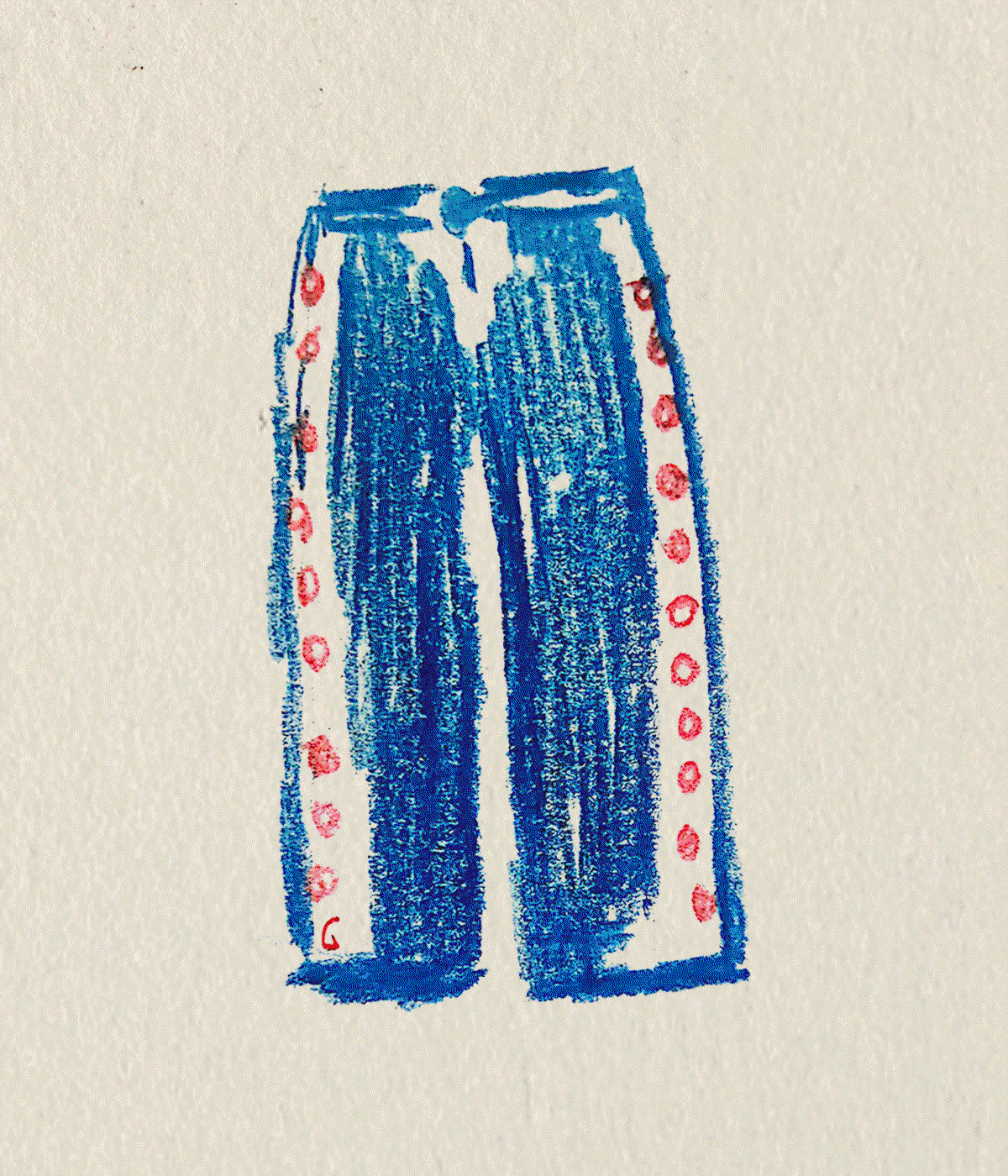 MINI MUSHROOMS EMBROIDERED DENIM PANT