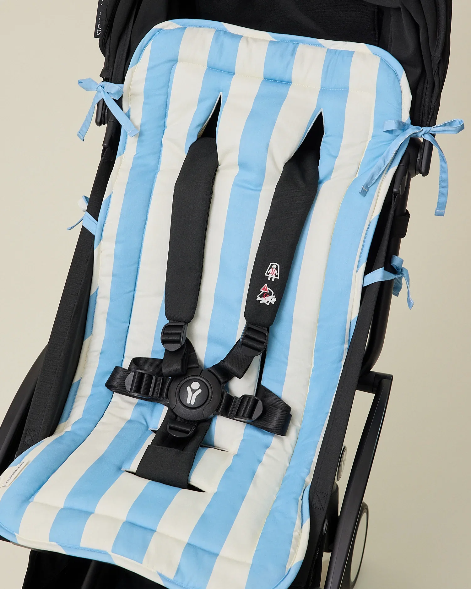Image of Stroller Party™ Seat Liner | Blue Wide Stripe