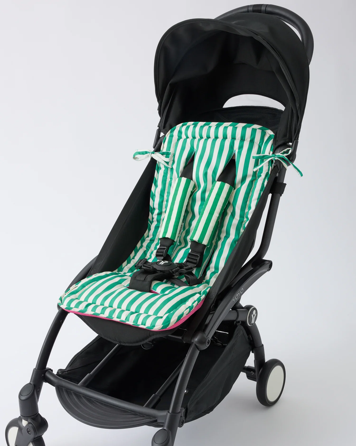 Image of Stroller Party™ Seat Liner & Strap Covers | Green Stripe