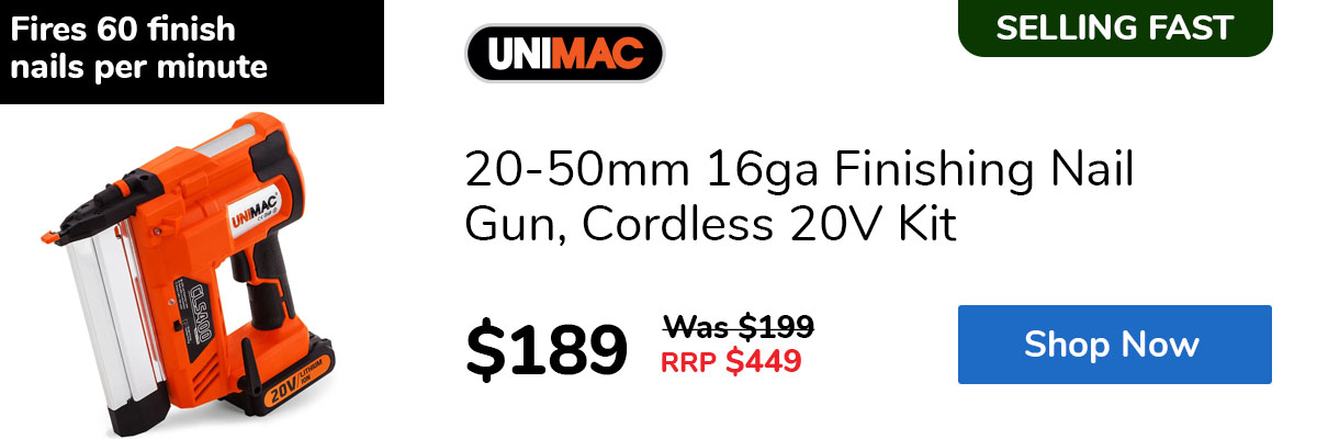20-50mm 16ga Finishing Nail Gun, Cordless 20V Kit