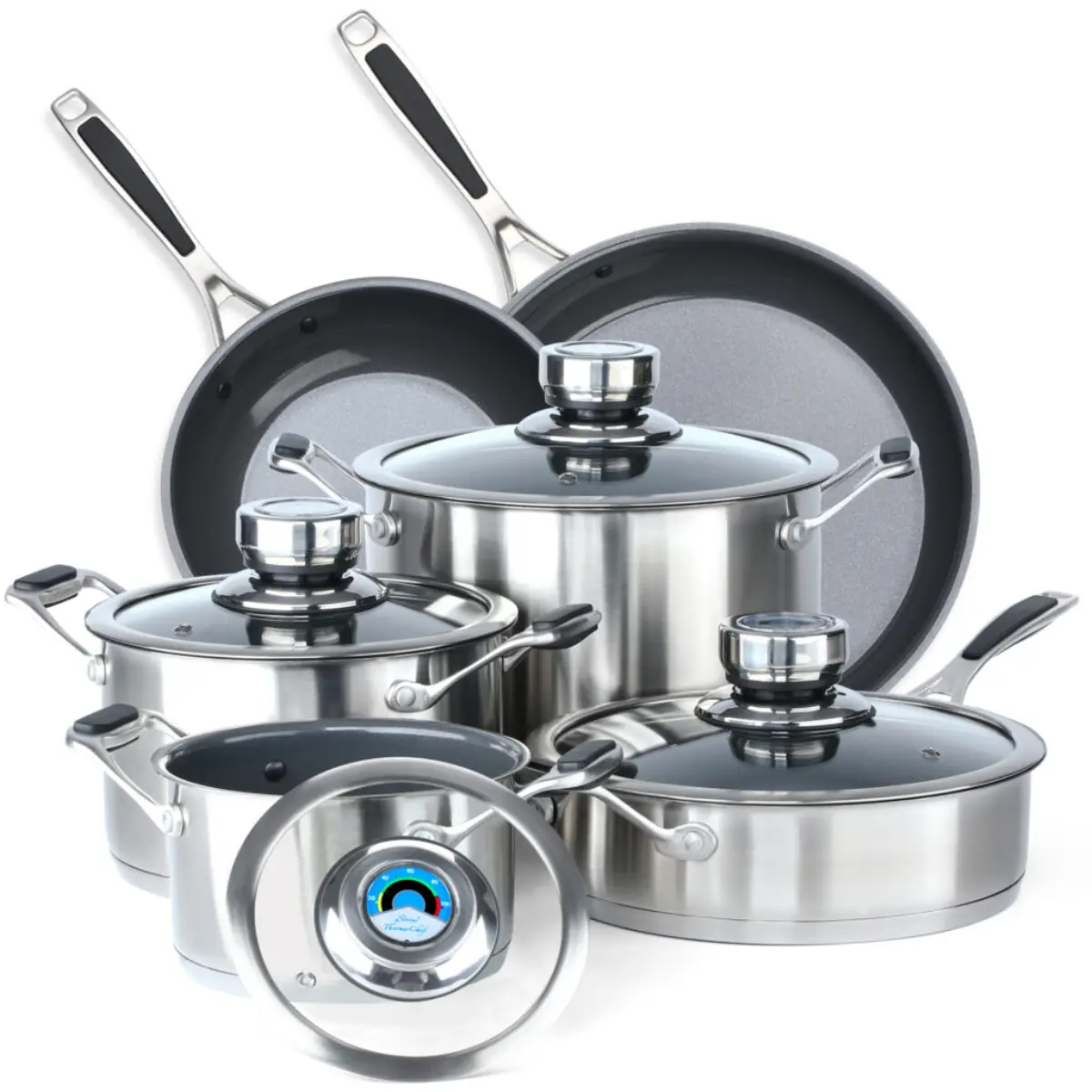 Sirena ThermoChef 10-piece ceramic nonstick cookware set with thermometer lids