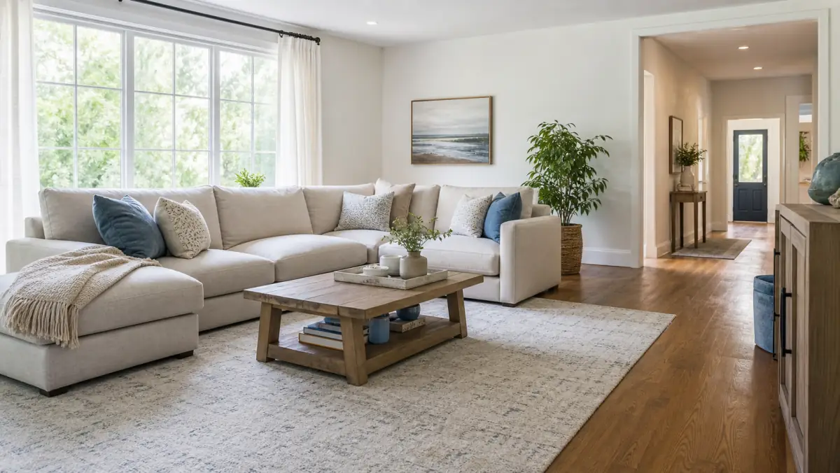 Bright, freshly cleaned living room
