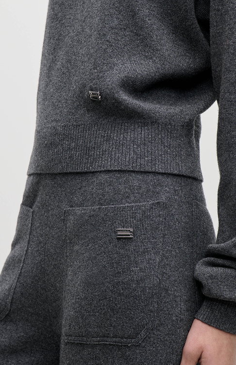 Alina Knitted Trouser In Dark Grey