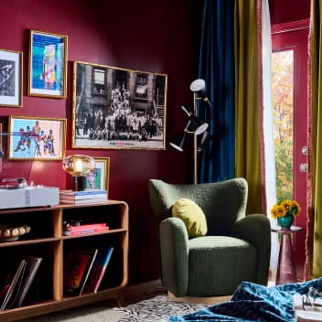 Bedroom featuring maroon paint color Vintage