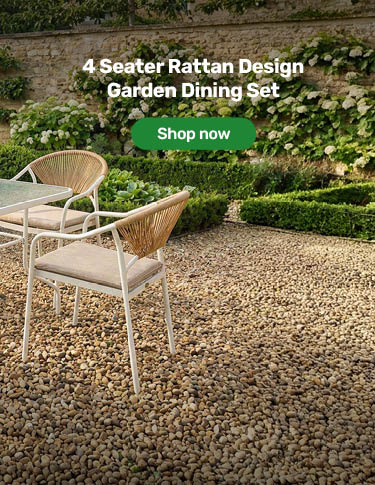4 Seater Rattan Design Garden Dining Set
