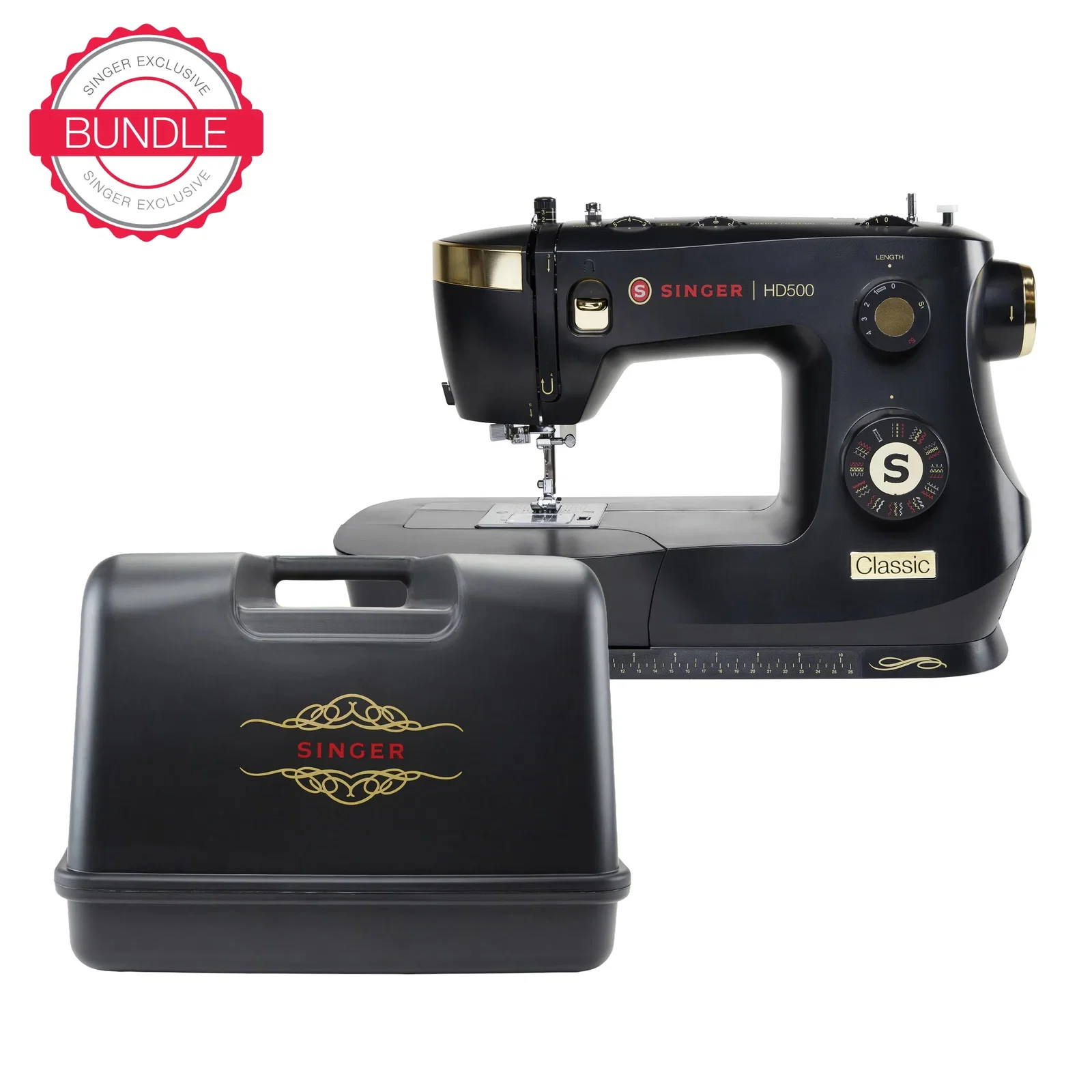 Image of HD500 Classic Black Sewing Machine & Hard Case Bundle