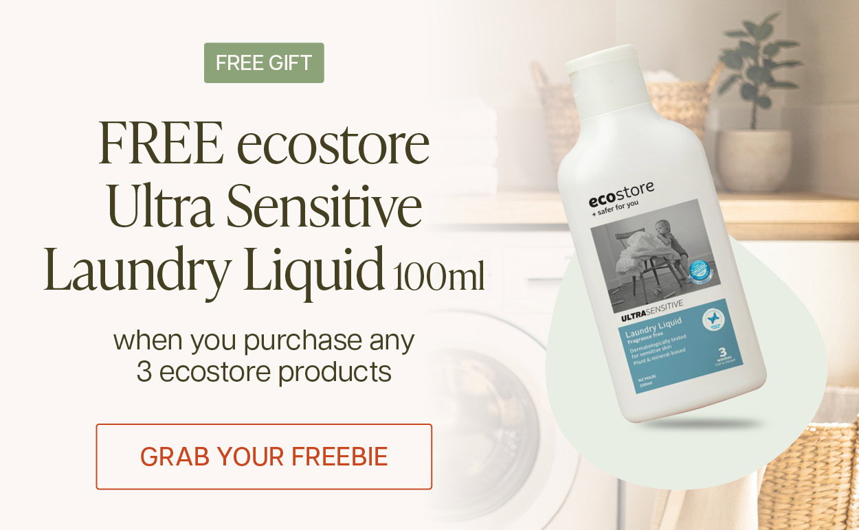 Free ecostore Ultra Senstivie Laundry Liquid 100ml  when you purchase any 3 ecostore products