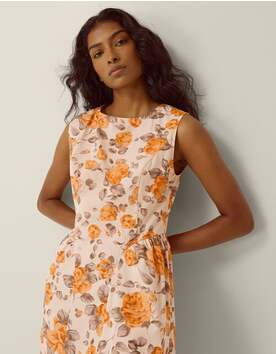 Lori Sleeveless Floral Midi Dress Orange