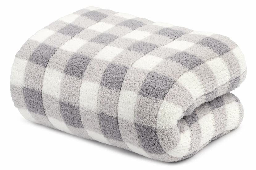 Gingham Throw in Soapstone