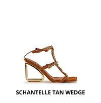 AZALEA WANG SCHANTELLE TAN EMBELLISHED UPPER WEDGE SANDAL