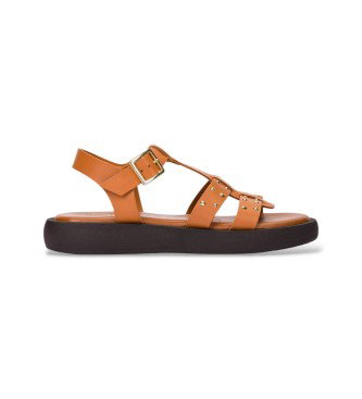 Sandalias de piel Mousse marrón