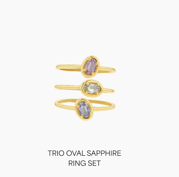 Trio Oval Sapphire Ring Set