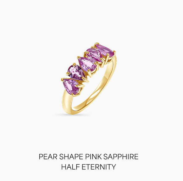 Pear Shape Pink Sapphire Half Eternity