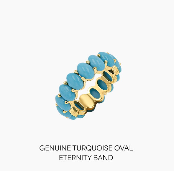 Genuine Turquoise Oval Eternity Band