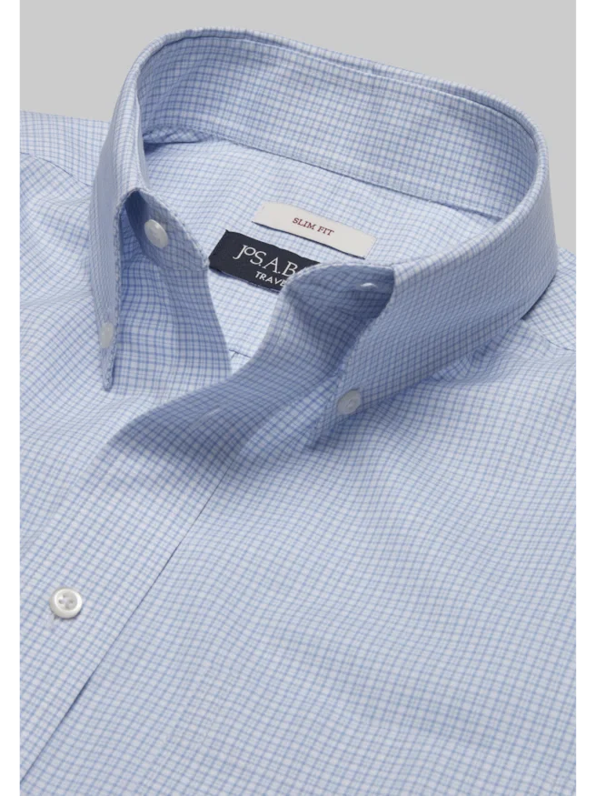 Traveler® Collection Slim Fit Button-Down Collar Check Dress Shirt