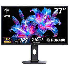 KTC H27T7P-2 Gaming Monitor, 27 inch 2560*1440 210Hz Fast IPS Screen, 1ms MPRT Response Time, FreeSync & G-Sync, HDR400, Low Blue Light, 2*HDMI2.0, 2*DP1.4, 1*USB2.0, 1*Audio Out, 100 x 100mm VESA Mount Supported