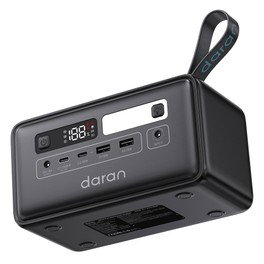 DaranEner Q200 Portable Power Station, 192Wh LiFePO4 Battery, 100W Bidirectional USB-C, Dual 18W USB-A, 60W DC Output, 100W Input, 60W Solar Input, LED Light, for Camping & Outdoor Use
