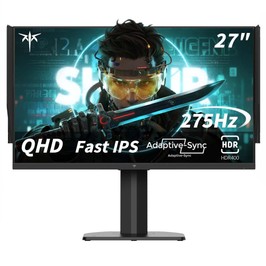 KTC H27E8 Gaming Monitor, 27-inch 2560×1440 Fast IPS Screen, 240Hz Refresh Rate & 275Hz OC, 1ms MPRT Response Time, HDR400, FreeSync & G-Sync Compatible, Low Blue Light & Flicker-Free, Adjustable Stand & 100x100mm VESA Mount Supported