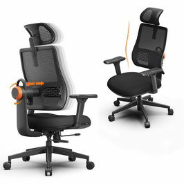 NEWTRAL MAGICH003 Ergonomic Chair, Auto-Following Backrest, Adaptive Lower Back Support, Adjustable Headrest Seat Depth, 3D Armrest Recliner, 3 Positions to Lock