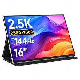 ALLIWAVA P16 Pro Portable Monitor, 16 Inch 2.5K QHD+ 2560 × 1600 IPS Display, 144Hz Refresh Rate, 100% sRGB, 400-Nit Brightness, 170° Wide Viewing Angle, AMD FreeSync, Dual USB-C & Mini HDMI, for Laptop/MacBook/Mini PC/Switch/PS5