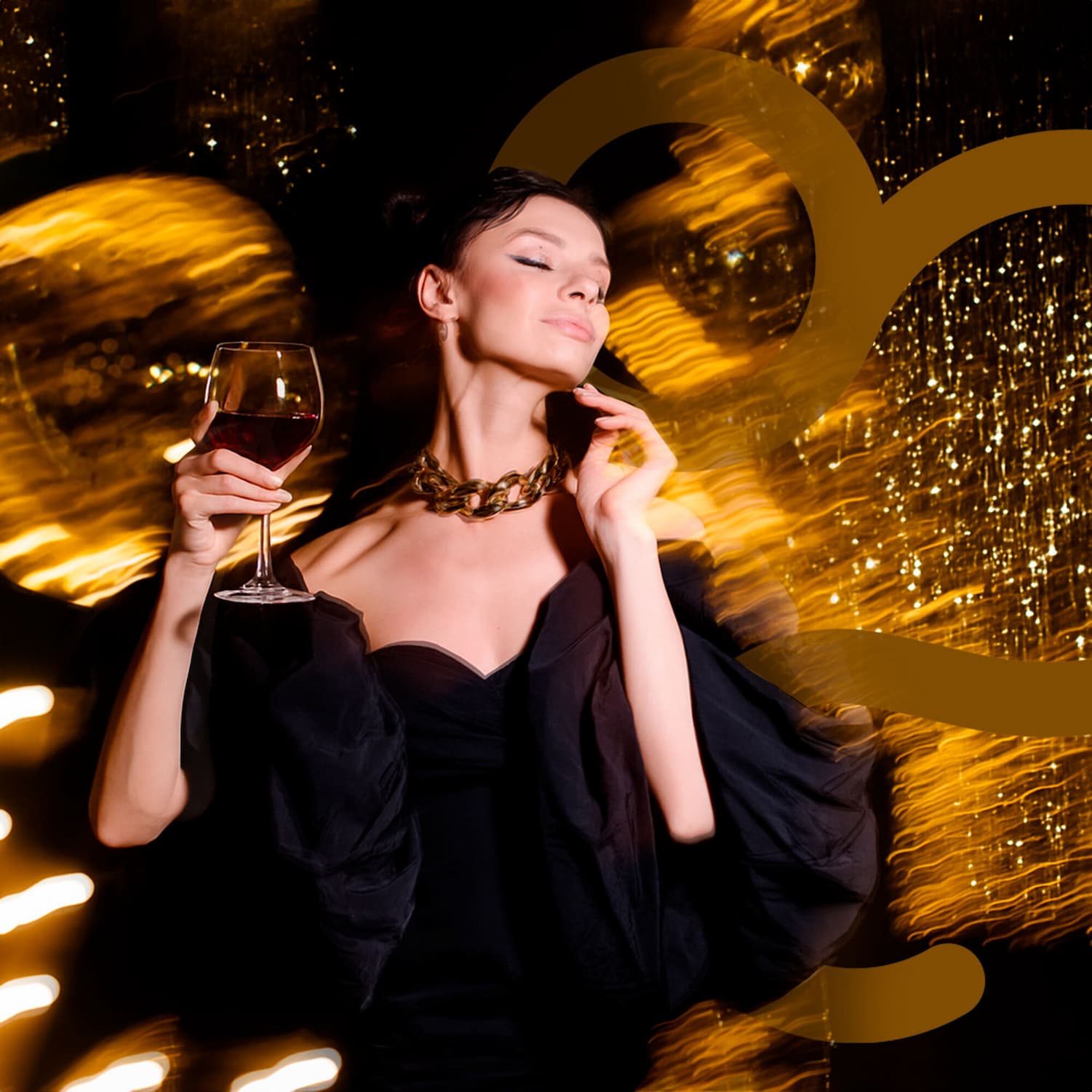 Woman celebrating with wine glass