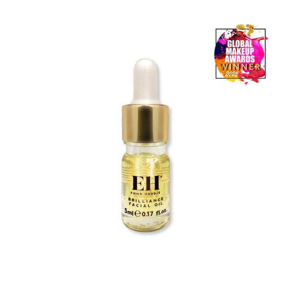 Emma Hardie Brilliance Facial Oil mini bottle with Global Makeup Awards Winner logo