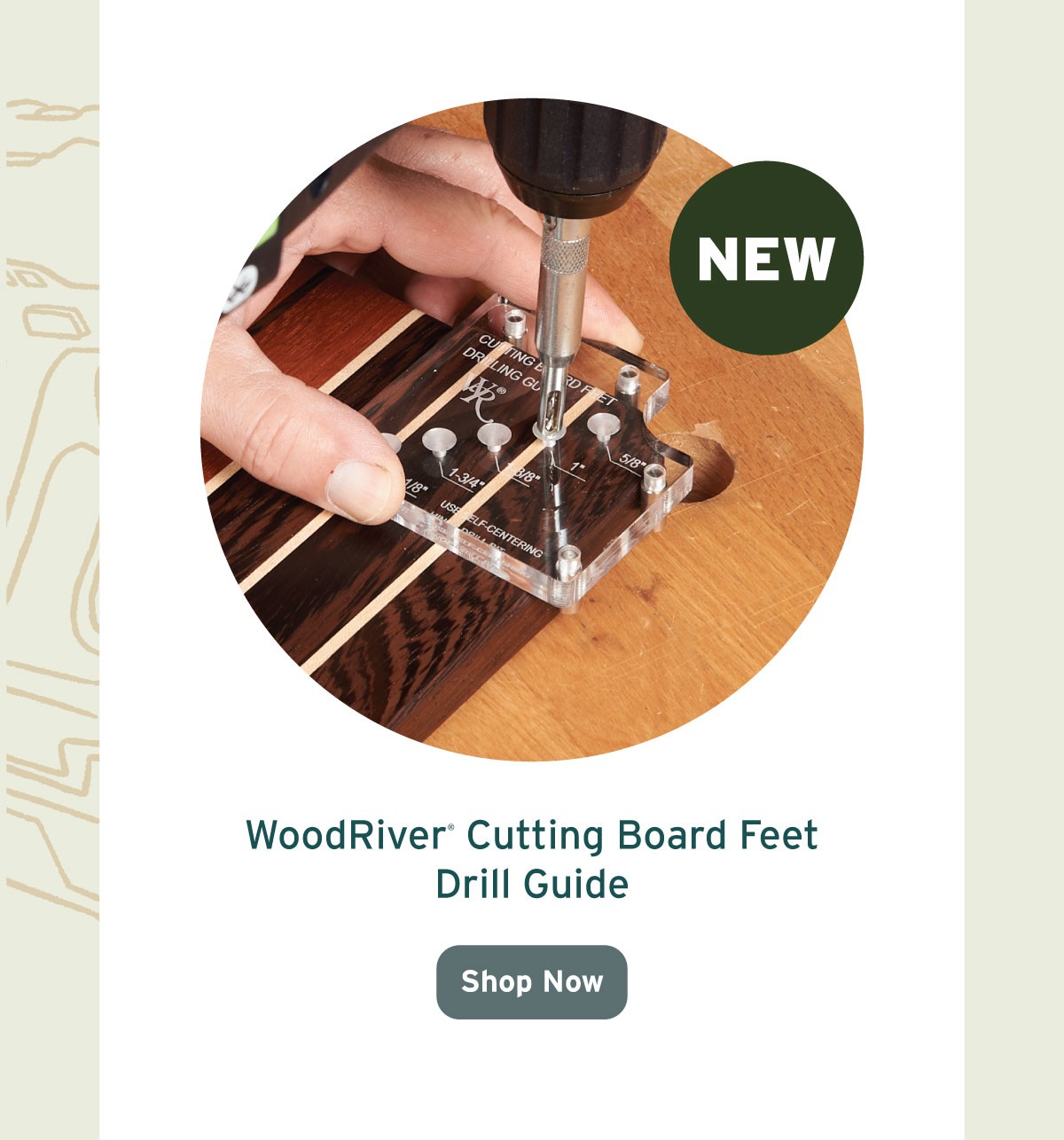WoodRiver Cutting Board Feet Drill Guide