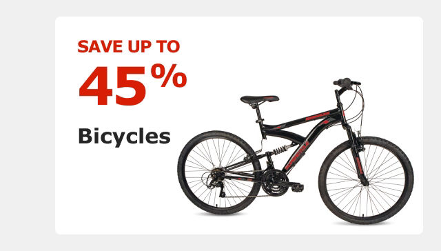 Save up to 45% on Bicycles.