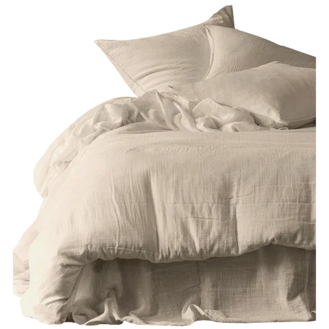Housse de couette Mykonos Haomy en double gaze de coton – 220x240 cm - Craie