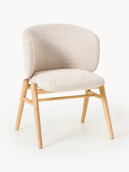 Silla de comedor tapizada en borreguillo bouclé Kris