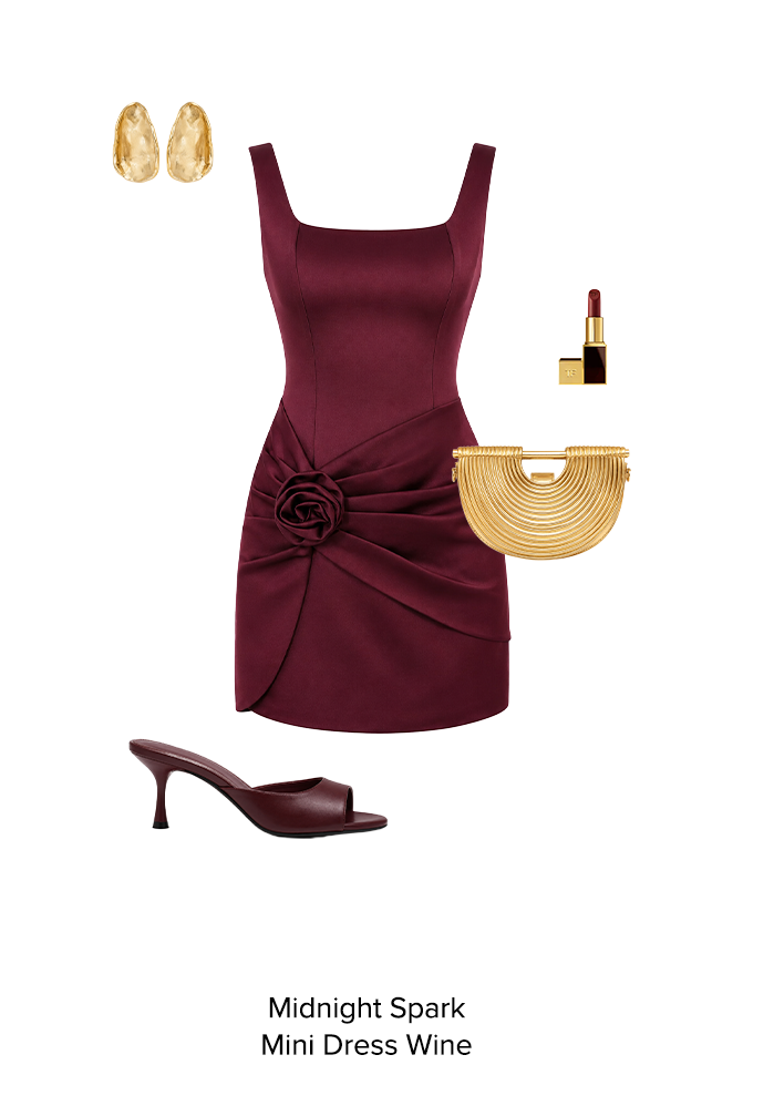 Midnight Spark Mini Dress Wine