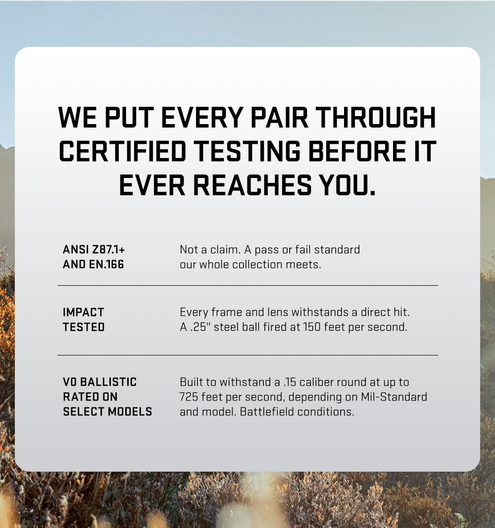 We put every pair through certified testing