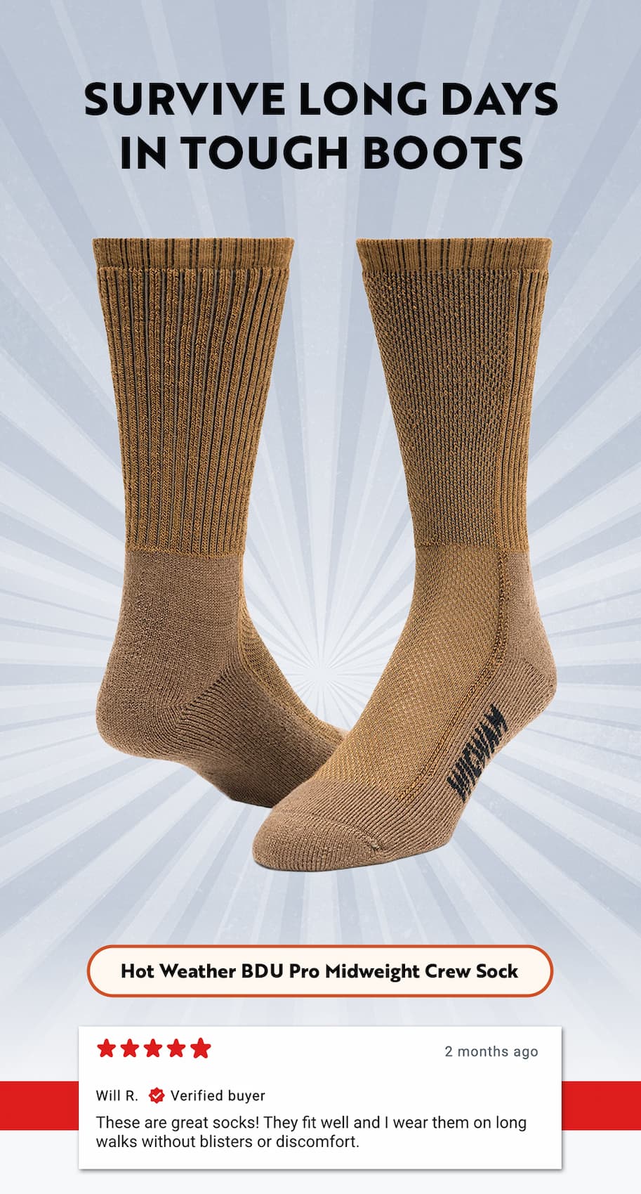 Hot Weather BDU Pro Midweight Crew Sock