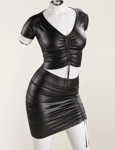 dForce Front Ruffled Top And Skirt for Genesis 9