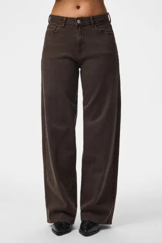 PCSILKE MW WIDE COLORED JEANS NOOS 17162261 Hot Fudge