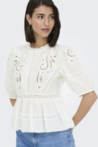 JDYSTARRY 2/4 LACE TOP WVN 15375820 White