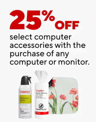 As low as $249.99 for laptops
As low as $79.99 for monitors
25% off select computer accessories with the purchase of any computer or monitor
$66.99 APC Back-UPS 450VA 6-outlet battery backup