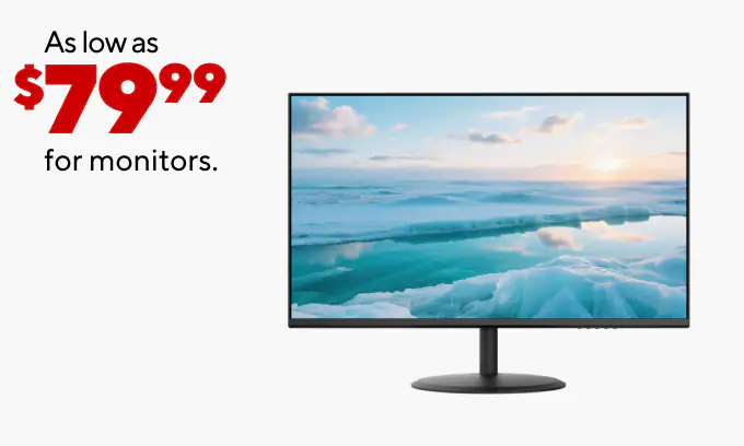 As low as $249.99 for laptops
As low as $79.99 for monitors
25% off select computer accessories with the purchase of any computer or monitor
$66.99 APC Back-UPS 450VA 6-outlet battery backup