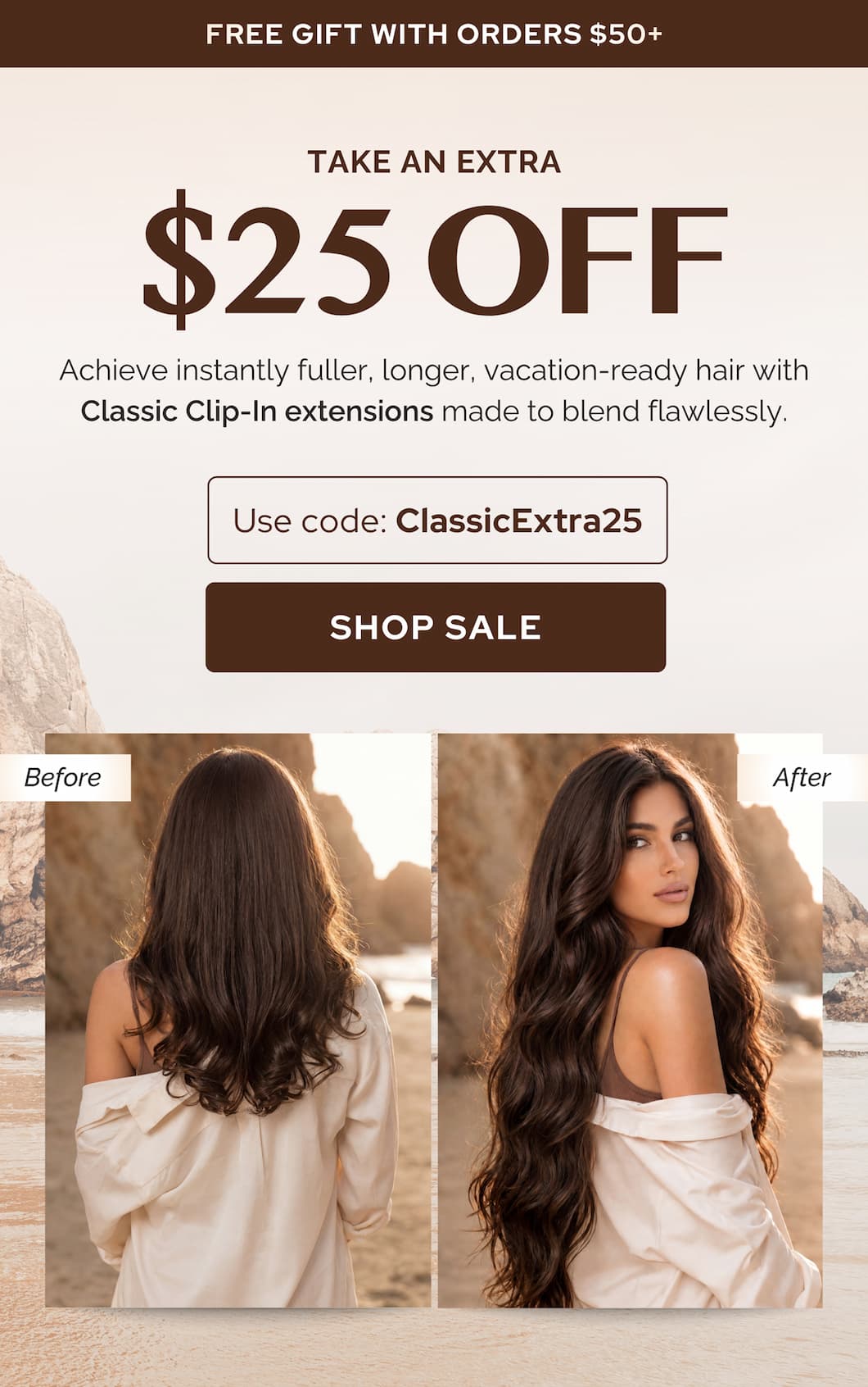 Your vacation-ready hair, delivered. Your ClassicExtra25 code is here.