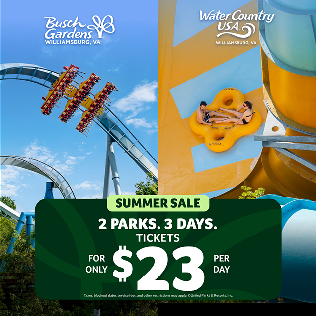 Busch Gardens Williamsburg and Water Country USA Ticket Sale