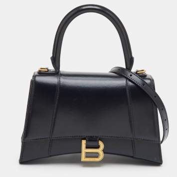 Hourglass Small Black Leather 