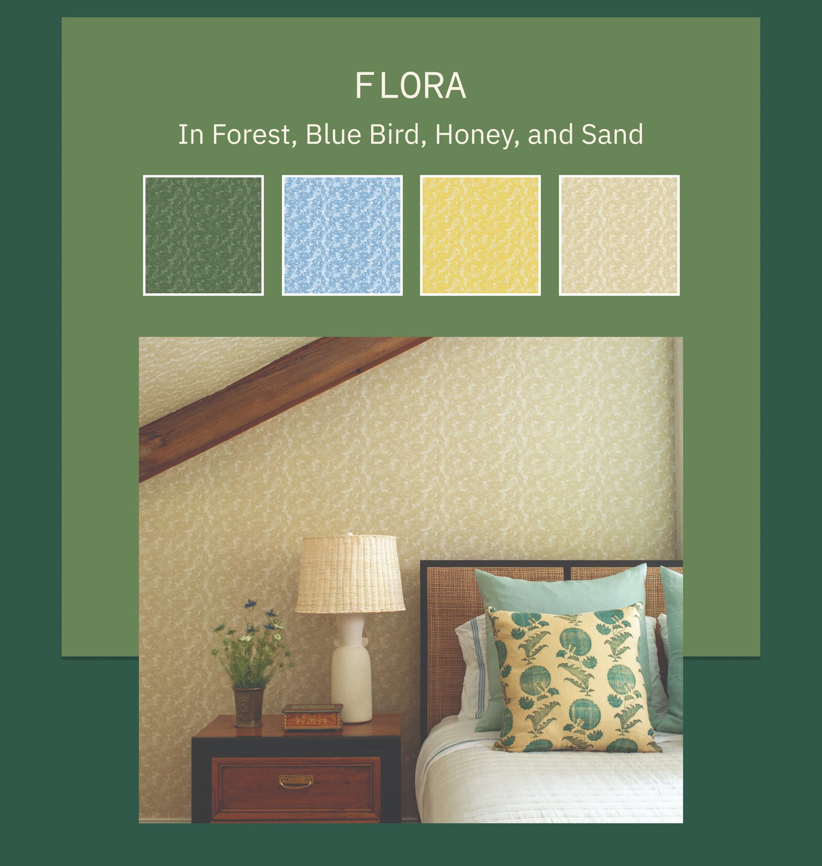 Flora In Forest, Blue Bird, Honey, and Sand