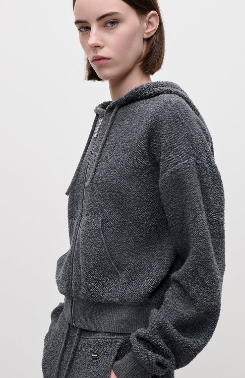 Isla Zipped Hoodie In Dark Grey