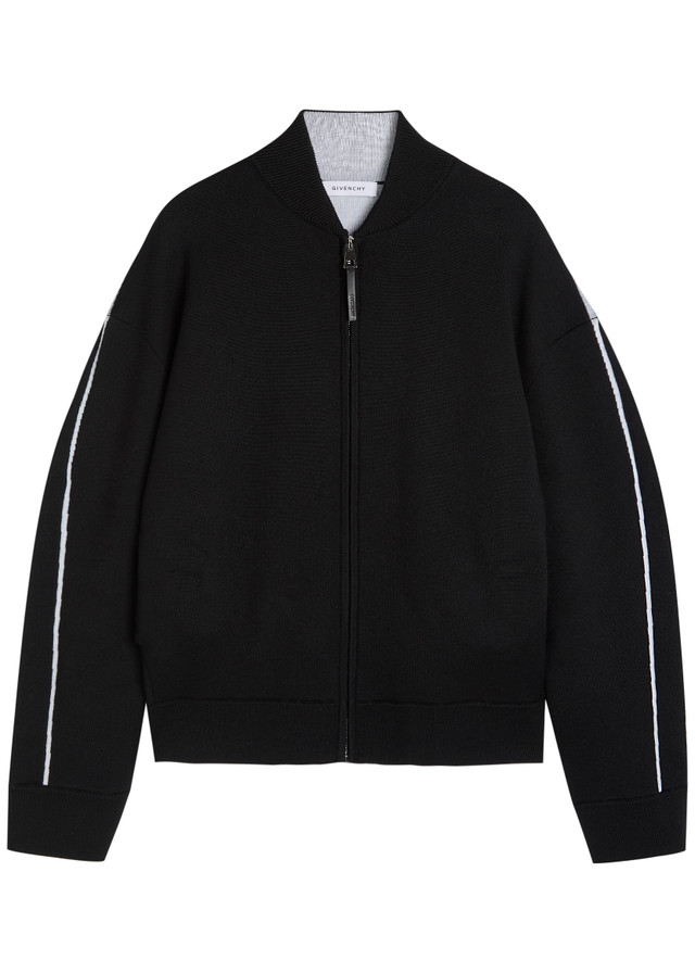 GIVENCHY Couture logo-intarsia wool-blend cardigan