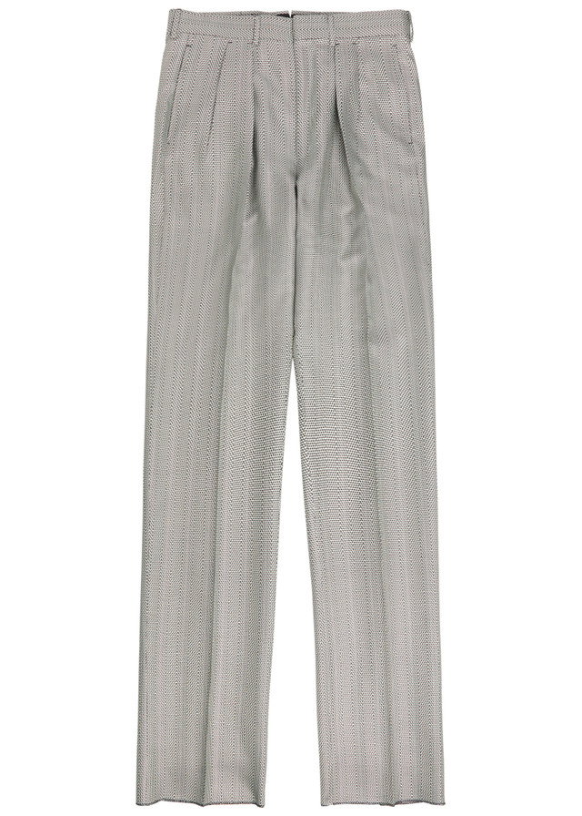 TOM FORD Herringbone tapered-leg silk trousers