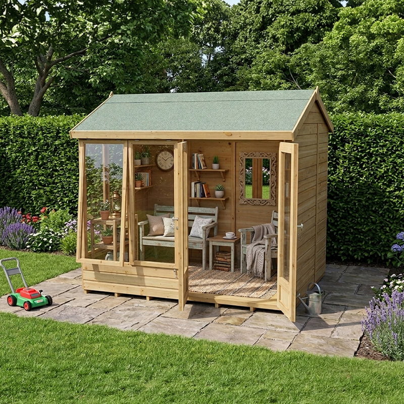 Image of 8' x 6' Forest Timberdale Double Door Reverse Apex Summer House