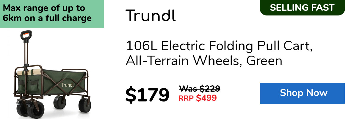 106L Electric Folding Pull Cart, All-Terrain Wheels, Green