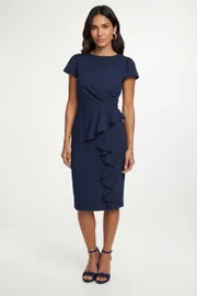 Crepe Ruffle Pencil Dress