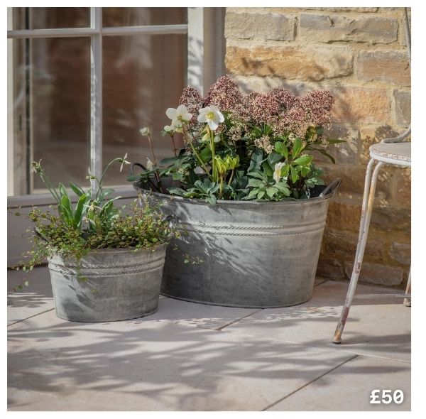 Shop Hawthorn Set of 2 Heritage Wash Tub Planters