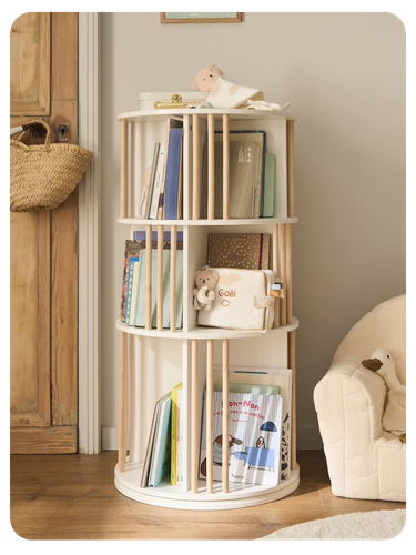 Drehbares Kinderzimmer Bücherregal mit 3 Fächern - weiß